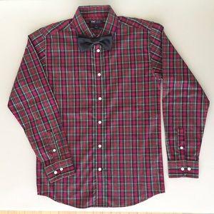 Tartan Plaid Button Down Long-Sleeved Dress Shirt